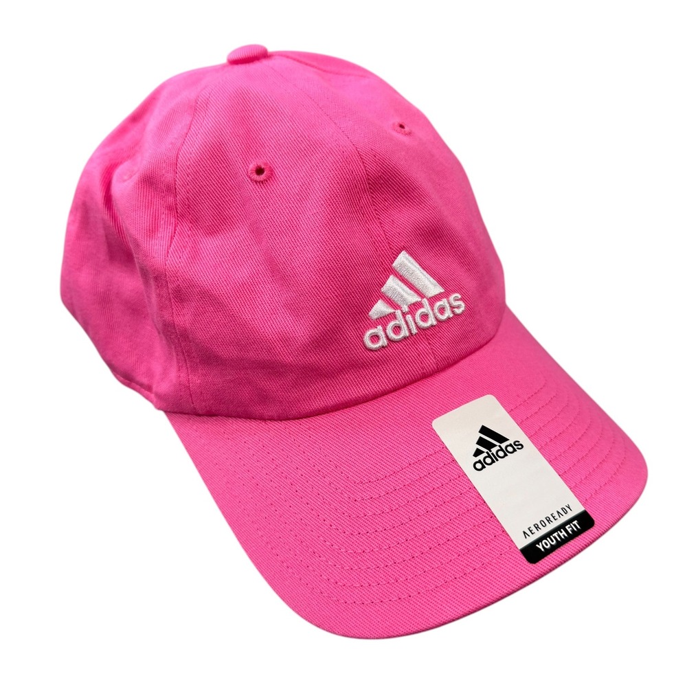 Adidas Girls Aeroready Pink Embroidered Logo Adjustable Hat Cap Size Youth